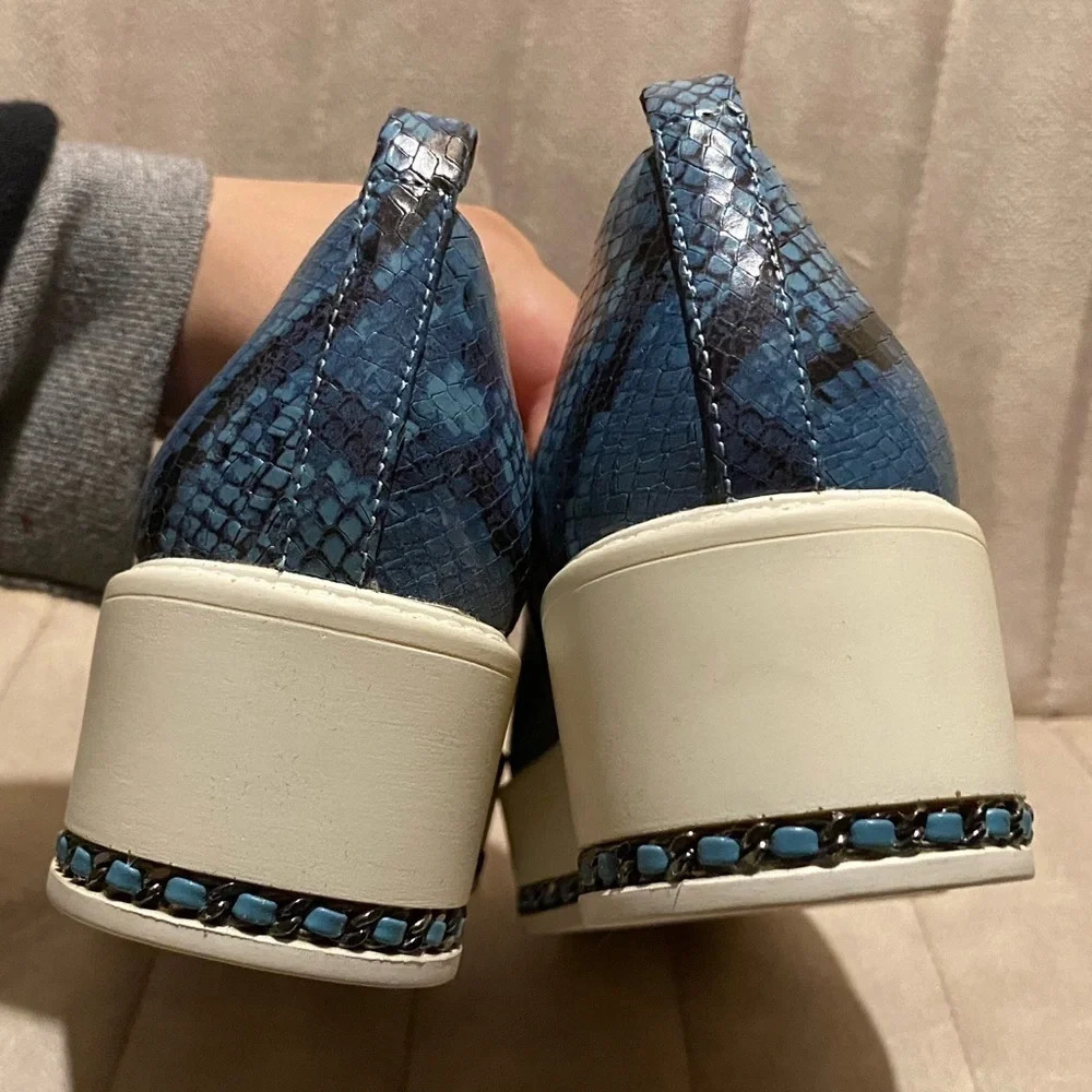 NWOT KARL LAGERFELD Brea Slip On Platform Sneakers Snakeskin Embossed Leather - Picture 3 of 6